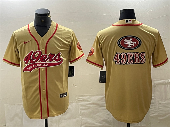 Men's San Francisco 49ers Black Team Big Logo With Patch Cool Base Stitched Baseball Jersey